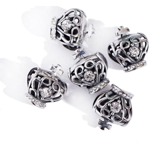 3PCS/Lot Charm Silver Color Crown Hollow Beads For Bracelet Making Fashion Spacer Charms Cross Beads DIY Accessories