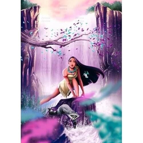 Cartoon Pocahontas Diamond Painting 5D Diy Full Drill Embroidery Mosaic Cross Stitch Craft and Art for Kids Room Home Decoration