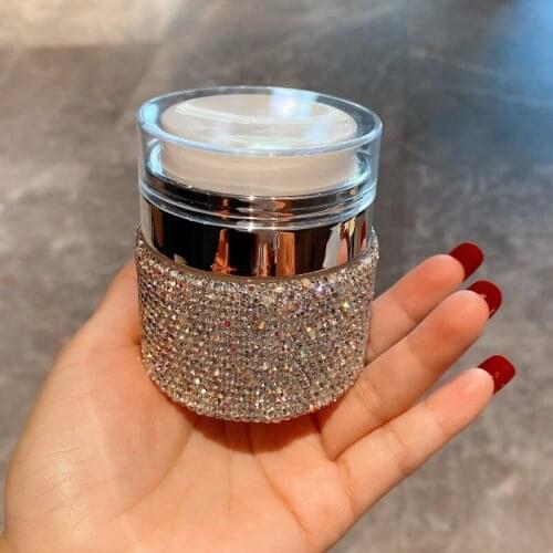 Shiny Crystal Diamond Foundation Cream Lotion Cosmetic Vacuum Bottle Travel Portable Handmade Remover Split Case Women Gifts