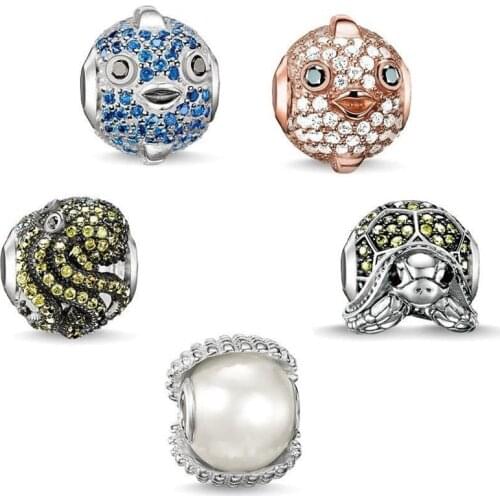 Occean Animal Turtle Octopus Karma Bead Fit Bracelet Necklace 925 Sterling Silver Thomas Style DIY Bead Ts Jewelry For Women Men