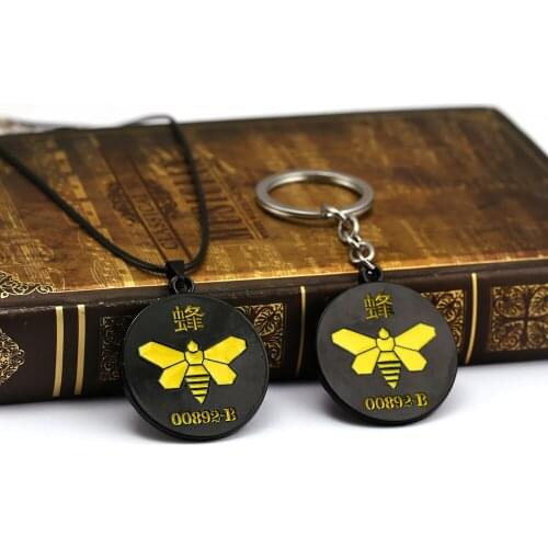 Breaking Bad Keychain Necklaces Metal 00892-B Bee Logo Key Chain llaveros Men Gift Jewelry
