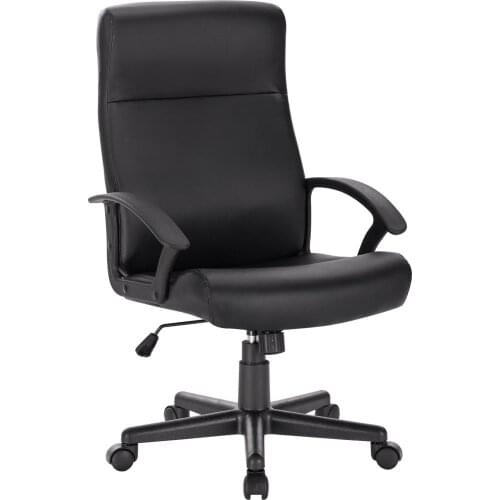 Black Executive Office Swivel Chair Faux Leather Computer Chair with Rocker Function Height Adjustable Gamer Gaming Home Chair