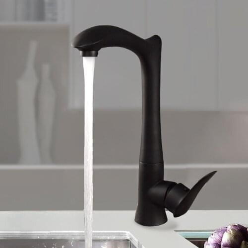 Black kitchen faucet stainless steel tap 360 degrees spinner single handle vessel sink mixer taps cold and hot water