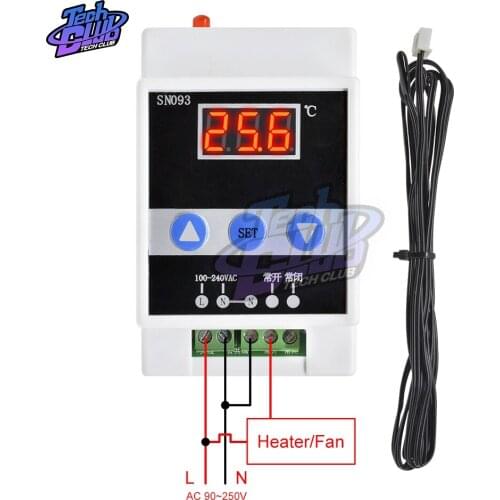 220V Guide Rail temperature tester LED Digital Thermostat AC 90-250V Thermoregulator Cooler Heater Temperature Controller sensor