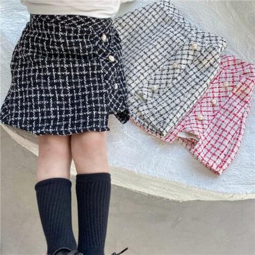 Childrens Wear Autumn Plaid Skirt 2021 New Sweet Gentlewomanly High Waist Girls Cotton Casual A-line Skirt