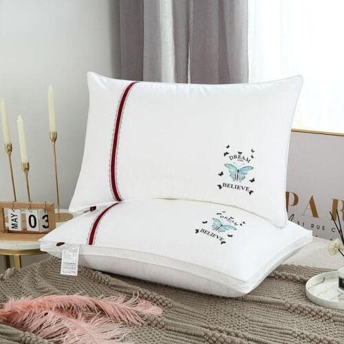 Butterfly Printed Cotton Pillow Single Student Feather Velvet Pillow Comfortable Cervical Sleep Pillowcase