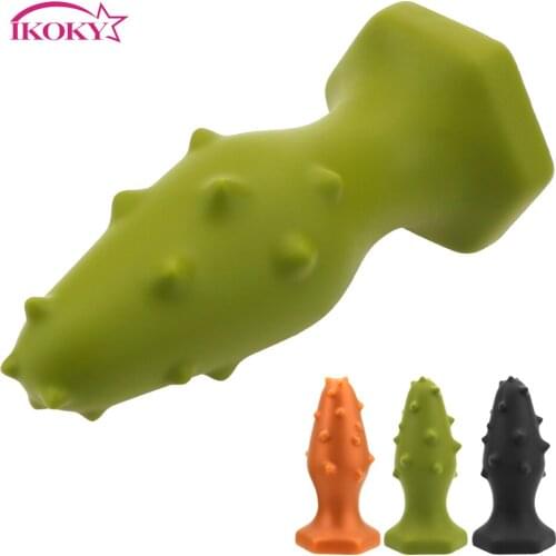IKOKY Super Soft Large Anal Plug Soft Thorn Beginner Games Anus Dilator Massage Stimulaiton Liquid Silicone Anal Expansion