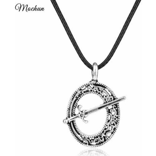 MQCHUN Dark Souls 3 Blade of the Dark Moon Sword Pendant Necklace Antique Color Metal Jewelry With Rope Chain