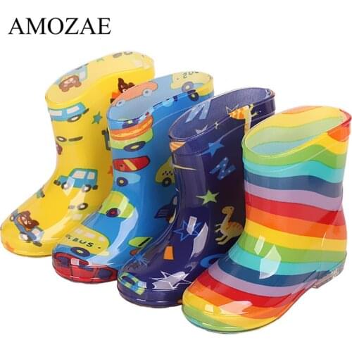 New Fashion Classic Childrens Shoes PVC Rubber Kids Baby Cartoon Shoes Childrens Water Shoes Waterproof Rain Boots