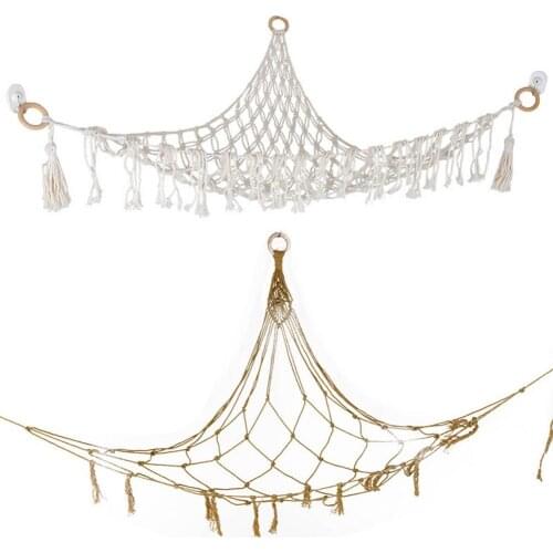 New kids Toys Hammock Net Hand-woven Cotton Rope Toy Storage Bag Bathroom Corner Triangle Toy Storage Net Bag Organizers