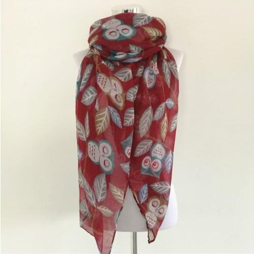 New Cute Animal Black White Blue Cartoon Owl Print Scarf Snood Shawls For Ladies bird long scarf for women scarves