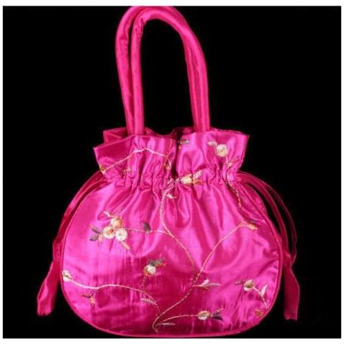 Wholesale New 5pcs Chinese Tradition Embroidered Flower Silk Satin Purse Jewelry Bag Gift Hand