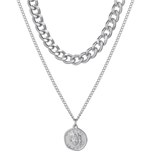 New Coin Chain Choker Necklace For Women Gold Color Fashion Chunky Chain Necklaces Jewelry chains mens hip hop jewelry