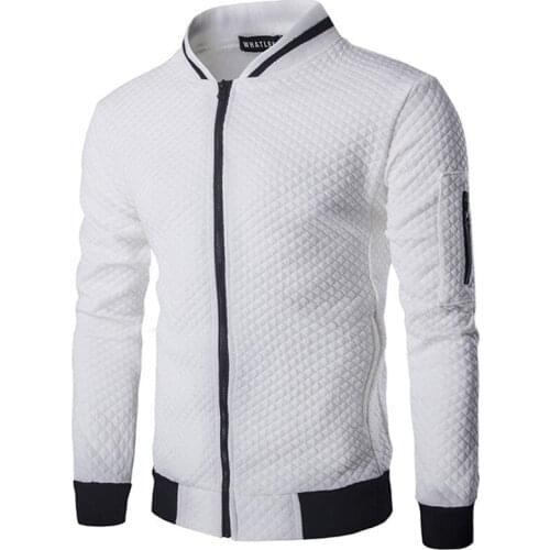 Hot 2020 New Trend White Fashion Men Jacket Men Veste Homme Bomber Fit Argyle Zipper Varsity Jacket Casual Jacket For Fall