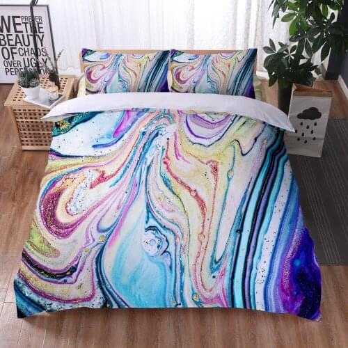 Luxury Bedroom 3D Ocean abstract marble Bedding Sets polyester Comforter Cover Set Single Twin queen king size