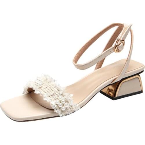 Summer Women Sandals Pumps Roman Shoes Comfort Ladies Open-Toed Sandale Elegant Woman Thick With Party Dress High Heels Footwear