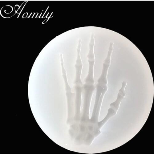 Aomily Bone Claw Silicone Mold Skeleton Hand Cake Molds Fondant Sugar Craft Chocolate Mold Halloween Cake Decorating Baking Tool