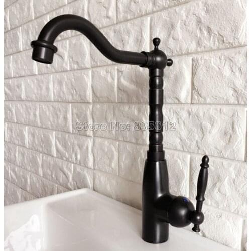 Black Oil Rubbed Bronze 360 Swivel Spout Kitchen & Bathroom Faucet / Wash Basin Mixer Sink Taps Cold and Hot Water Faucet tnf371
