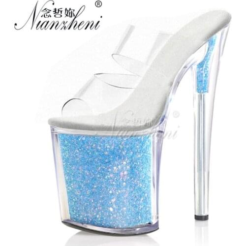 20CM Slippers High heels Platform Nightclub stripper heels Fashion Models Party Full dress Sexy Stage Show Pole dance shoes New