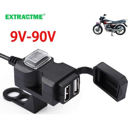 Motorbike Accessories 12-24V Motorcycle USB Charger Waterproof Dual USB Port Charger Adapter Power Supply Socket for Phone