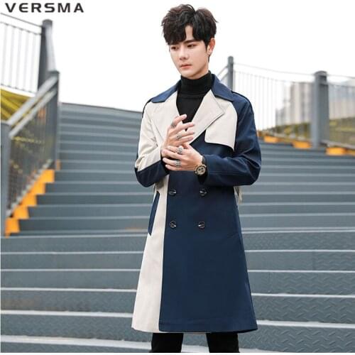 VERSMA Men's Long Trench Coats