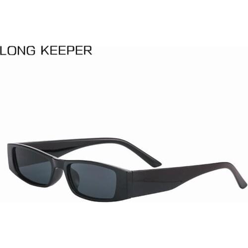 Vintage Square Sunglasses Men Women Vintage Narrow Frame Rectangle Sun Glasses Retro Black Eyewear for Driver Goggles UV400