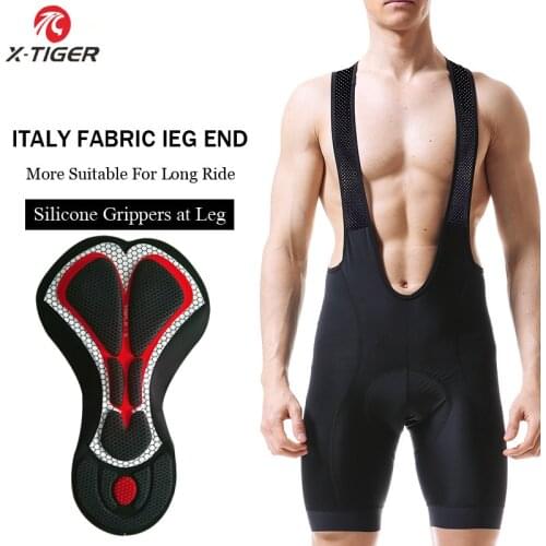 X-TIGER Pro MTB Cycling Bib Shorts With 5cm Italy Grippers Lightweight Bib Pants High-Density 5D GEL Pad For Long Time Ride