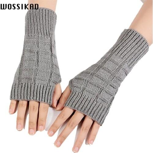 Half Finger Woman Glove Keep Warm Knitting Wool Arm Set Cuff Leak Out Finger And Reveal False Finger Sleeve