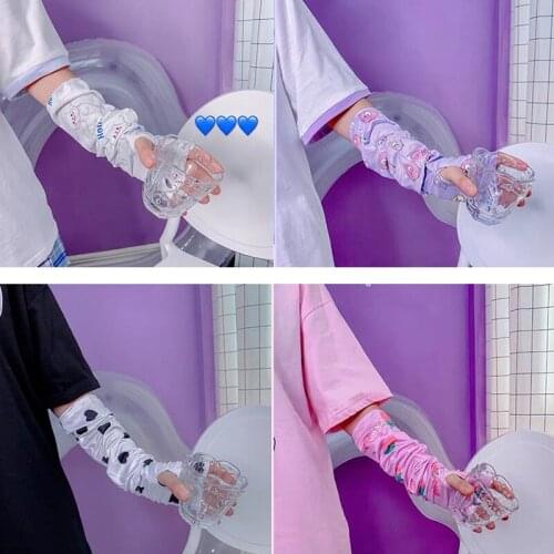 Korean Style Female Ice Silk Sleeve Gloves Japan Lolita Kawaii Girl Anime Arm Cuff Mitten Summer Sun Protective Sunscreen Sleeve