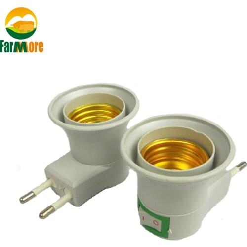 1 pcs E27 Lamp Base Plastic Light Socket to EU Plug Holder Adapter with Power Switch for Bulb