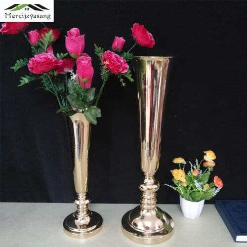 10Pcs/Lot Flower Vases Floor Metal Vase Plant Dried Floral Holder Flower Pot Road Lead for Home/Wedding Corridor Decoration G174