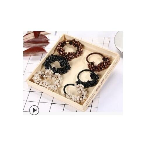 120pcs/lot DIY Multi Hand Crochet Pearl Rubber Bands Simple 2 Styles High Elasticity Hair Rings Styling Tools Accessories HA669