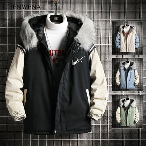 2021 Brand New Winter Jacket Men Warm Parka Jacket 4 Color Fashion Brand With Fur Hood Hat Men Outwear Coat Casual Thick Men 3XL