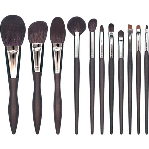 D98 Professional Handmade Makeup Brush Set 11pcs Soft Goat Weasel Hair Face Powder Eye Shadow Brush Ebony Make Up Brushes Kit