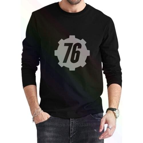 Fallout 76 Logo Classic Black T-Shirt 2021 Newest Summer Mens Long Sleeve Popular Tees Shirt Tops Novel Unisex