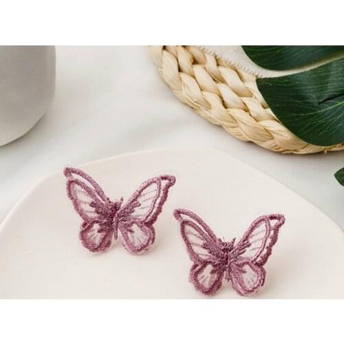 Korean Fashion Jewelry New Retro Taro Purple Butterfly Earrings High Sense Net Red Female Earrings Sweet And Elegant Earrings