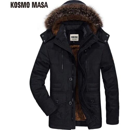 KOSMO MASA 2018 Cotton Hooded Winter Jacket Men Warm 6XL Long Parka Hooded Jackets Man Coats Casual Fur Down Parkas Mens MP012