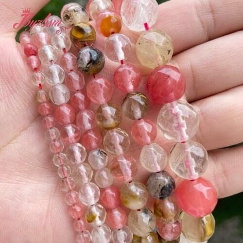 Round Watermelon Glass Crystal Faceted Multicolor Stone Beads Loose 6/8/10/12mm For DIY Necklace Jewelry Making Strand 15"