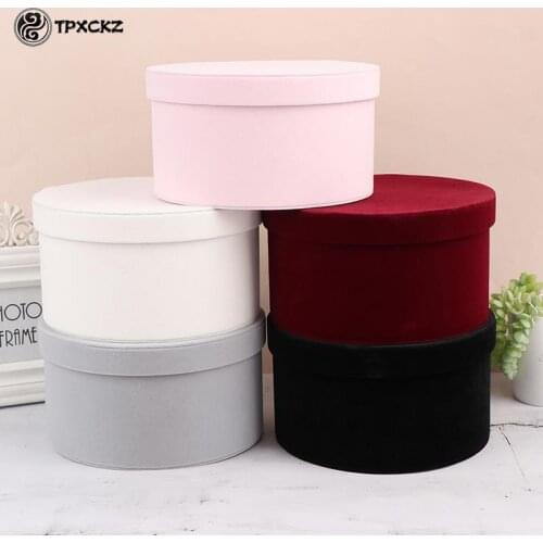 1PC Round Flannelette Flower Boxes Florist Gift Party Packaging Box Decoration