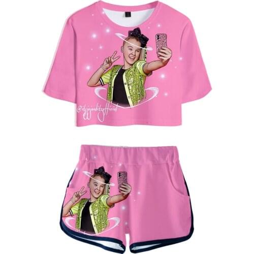 Jojo Siwa Summer Cotton Soft Short Trousers Suit Casual Women Two Piece Set Lady 3D Print Sets Suit High Waist Short Pant suit