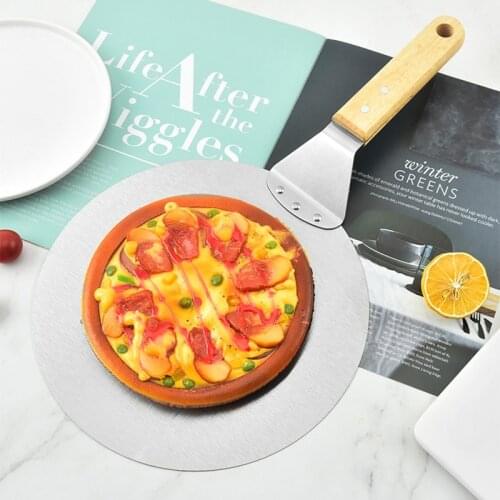 8 / 10 inch Stainless Steel Pizza Peel Shovel Round Pizza Paddle Pizza Turning with Wooden Handle Pastry Baking Tools