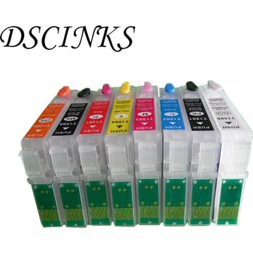 DG-supercolor Refillable ink cartridge with Permanent chip T1590-T1594 T1597-T1599 For Epson R2000 printer ARC chip