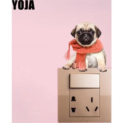 YOJA A Cute Dog Sitting On The Ground In A Scarf Decor Switch Wall Sticker Personalized Living Room Bedroom 8SS0266