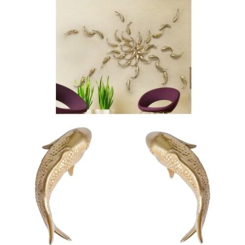 2pcs Resin Carp Golden Fish Wall Hanging Ornament for Home Background Decor Wall Mounted for Home Restaurant Wall Decor