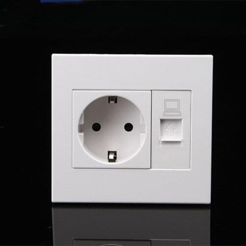 Wall Switch Socket EU German/French Standard Push Button Switch/Computer Interface USB With Socket Panel Wall Light Switch 16A