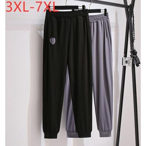 New 2021 Ladies Spring Autumn Plus Size Sports Pants For Women Large Black Belt Cotton Running Trousers 3XL 4XL 5XL 6XL 7XL