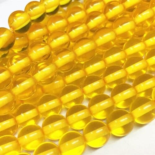 New Yellow Round Bodhi Bead Resin Ambers Prayer Loose Beads Faux Beeswax Acrylic Spacer Plate Jewelry Making Finding 15inch A211