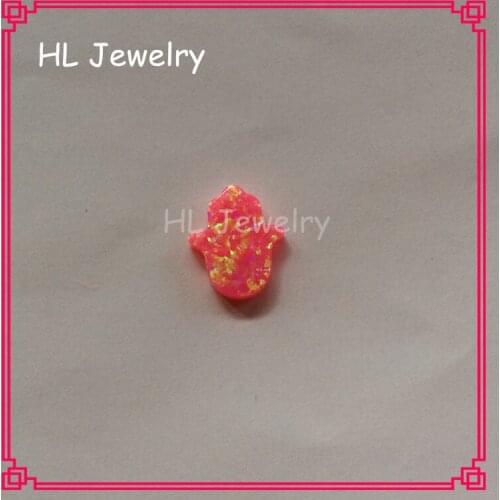 Hill-san Lotus Wholesale Opal Stone 11x13mm Synthetic Pink Fire Opal Hamsa Hand Loose Beads