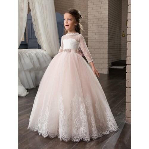 First Communion Dresses For Girls Pink Tulle Lace Flower Girl Dresses For weddings Pageant Prom Dresses Evening Gowns