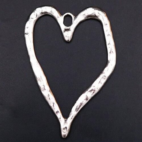 WKOUD 2pcs Silver Color Enamel Hollow Alloy Pendant Exaggerated Necklace Bracelet DIY Metal Jewelry Handmade 82*53mm A1044